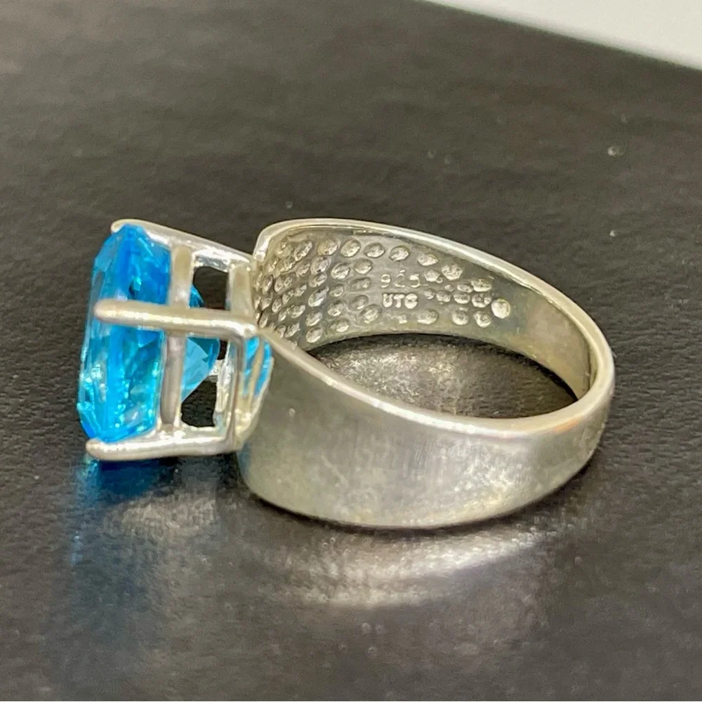 V Wieck 925 Real London Blue Topaz Sterling Ring 8